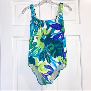 Vintage Floral One Piece Bathing Suit